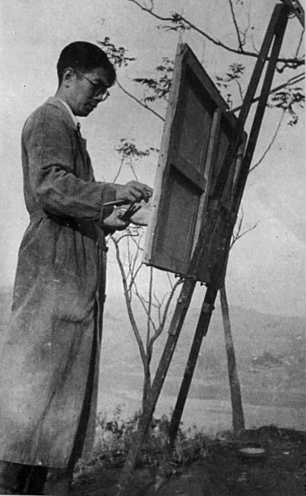 1941年,常书鸿在凤凰山作画