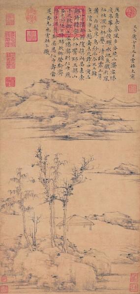 江渚风林图(中国画) 倪瓒(元代)