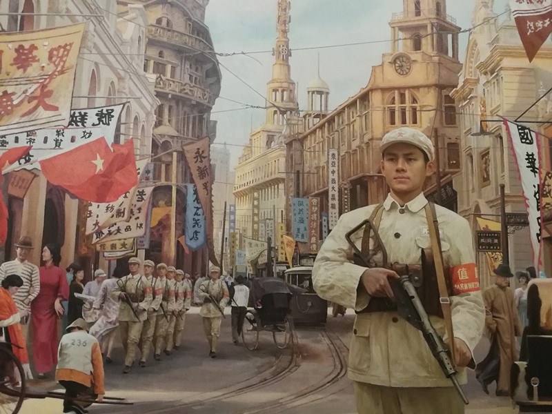 油画中的"好八连"官兵