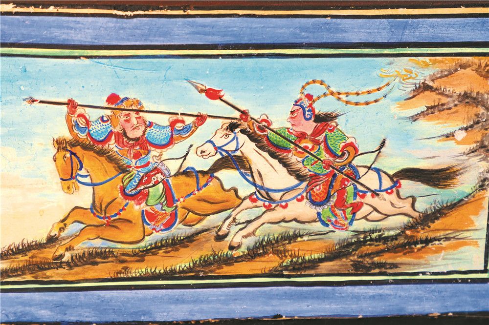 灶头画《穆桂英战辽》(摄影 许社良)