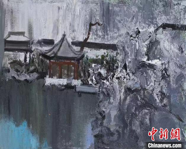 石建军绘画作品《湖山清影》 画家供图